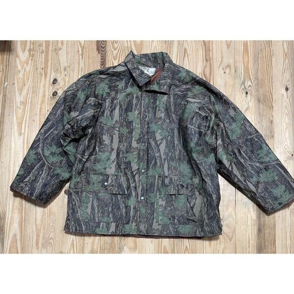 Vintage Duck Bay Snap Up Camo Rebark PVC Hunting Lined Jacket in Size Medium - Picture 7 of 8
